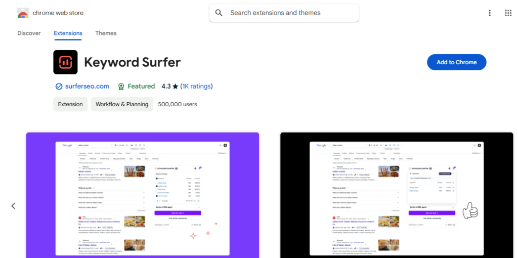 Keyword Surfer - SEO Chrome Extensions