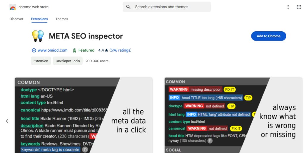 Meta SEO Inspector - SEO Chrome Extensions