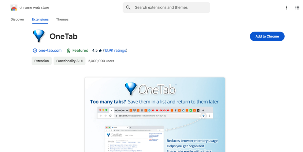 onetab Chrome Extensions to Boost Your Productivity