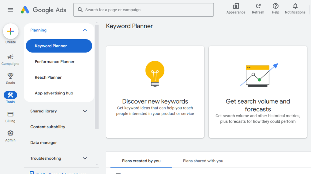 google keyword planner